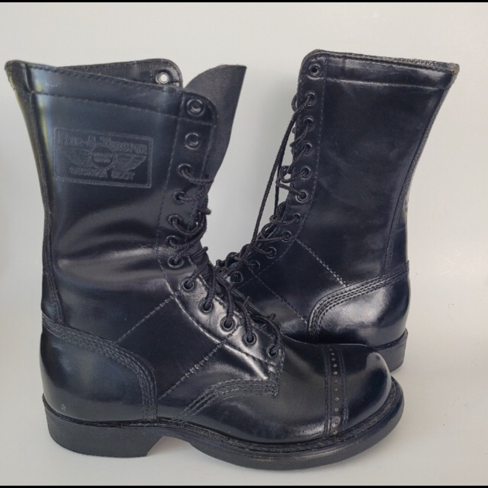 Georgia Boot Black Leather Pair A Trooper Mid Calf  Boots Unisex